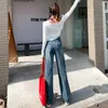 Jeans da donna a vita alta gamba larga 2023 Pantaloni skinny drappeggiati dritti e versatili Baggy