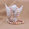 Collier de perles de ciel d'eau douce naturelles roses, bijoux fins, collier de perles unisexe