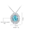 Fina smycken S Sterling Sier Small Paraiba Tourmaline Diamond Pendant Ocean Blue Charm Plated Sparkling Necklace