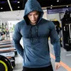 Homens camisetas Mens Fitness Tracksuit Running Sport Hoodie Gym Joggers Com Capuz Outdoor Workout Camisas Tops Roupas Treinamento Muscular Suéter J1121