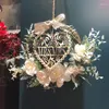 Decorative Flowers Mr Mrs Letter Wrought Wreath Wall Hanging Simulation Flower Home Decoration Wedding Scene Aerial Pendant Garland