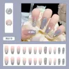 Faux ongles faux presse sur amour lisière brillant paillettes poudre tache brume bleu dégradé motif décoratif joli carré