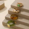 Cluster Ringen Trendy Geometrische Acryl Hars Goud Kleur Ronde Chunky Ring Set Voor Vrouwen Vintage Mode-sieraden Groothandel