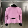 Werkjurken PREPOMP Wintercollectie Kraagvorm Gouden Knopen Roze Wollen Blazerjas Korte Rok Tweedelige Set Damesoutfits GH154