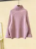 Womens Two Piece Pants Autumn and Winter Warm Set Elegant Turtle Neck Sticked Loose Sweater Wool 4XL 231121
