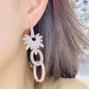 Boucles d'oreilles pendantes de luxe pour femmes, feuilles géométriques, micro cubique, Naija, mariage, cercle, goutte, bijoux à la mode, E917