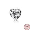 925 Sterling Silver Love You Mom Double Heart Split Dangle Charm Beads Fit Original Pandora Bracelet DIY Women Jewelry Gift