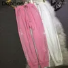 Frauen Hosen Strass Jogginghose Für Frauen Casual Bunte Elastische Taille Lose 2023 Frühling Sommer Rosa Harem Hoodie