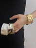 Bangle Mode Vergulde Manchet Opening Armband Voor Vrouwen Meisje Eenvoudige Metalen Gladde Onregelmatigheid Chunky Sieraden Gift 2023