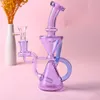 unikalny klein glass recycler dab rig, 8-calowa funkcja różowa szklana fajka wodna bongo, urocza nowa szklana fajka ze szklanym bangerem