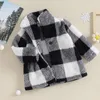 Jacken Pudcoco Kinder Baby Mädchen Jungen Plaid Jacke Lange Hülse Drehen-unten Kragen Knopf Verschluss Winter Outwear Kleidung 18M-5T