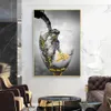 와인 유리 컵 포스터 황금 캔버스 그림 추상 보트 cuadros 벽 예술 거실을위한 현대 가정 장식 없음 프레임 233x