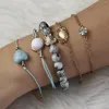 Charmarmband Rinhoo Bohemian Natural Stone Bead Armband Set For Women Heart Luxury Gold Color Gotic Jewelry Accessories