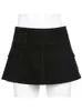 Saias Sweetwn Goth Black Denim Micro mini shorts Salia baixa cintura y2k Grunge Saias femininas 2022 Moda coreana da primavera White Jean Skirt P230422