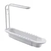 Kitchen Storage Sink Rack With Towel Bar Adjustable Shelf Dish Brushes Sponge Dishcloth Drain Basket Holder