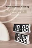 Relógios de mesa Controle de voz Alarme digital Clock Teperature Snooze Modo noturno Mesa de mesa Relógio 1224H Função antidrort LED Relógios Relógios 230422