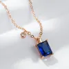 Pendentif Colliers Wbmqda carré bleu naturel zircon et collier pour femmes 585 couleur or rose simple mode quotidien correspondant bijoux fins