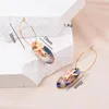 Hoop Earrings Simply Stainless Steel For Women Heart Cross Charms With Acrylic Resin Bead Fashion Earring Jewelry