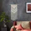 New Hand Knotted Macrame Wall Art Handmade Cotton Wall Hanging Tapestry with Lace Fabrics Bohemian Wedding Decoration229s