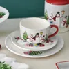 Dishes Plates Christmas Snowman Dish Bowl Pot Plate Tableware Relief Ceramic Flat Plate Cup 231121