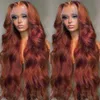 Saç perukları kırmızımsı kahverengi vücut dalgası dantel ön peruk 13x6 13x4 hd şeffaf frontal peruklar Önceden koparılmış kapanış kadınlar için% 180 yoğunluk 231122