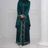 Ethnische Kleidung 2 Stück Abaya Dubai Islam Türkei Malay Stickerei Muslimische Sets Tops Rock Bescheidenes Kleid Kaftans für Frauen Robe Longue (Nr