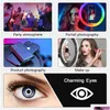 Têtes de flash 12 pouces 30cm Selfie Ring Light RVB Trépied Support de téléphone P Ography Ringlight Circle Fill LED Lampe de couleur Trepied Maquillage Dr Dhnas