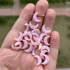 Loose Gemstones 4pcs Synthetic Opal Light Pink Half Moon Pendant 8 11mm For DIY Jewelry