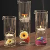 Criativo europeu-feito romântico vidro transparente lâmpada de óleo cilíndrico decoração de casamento presente em vez de castiçal casa h2204258j