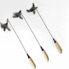 Wooden handle spring tickle stick Feather bell cat interactive tickle stick cat toy tickle cat