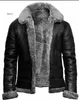 Chaqueta de invierno para hombre, abrigos con cuello de piel sintética, chaqueta gruesa y cálida para motocicleta, abrigo de cuero a prueba de viento para hombre