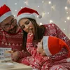 Bijpassende familie-outfits mama en mij kleding 2023 kerstpyjama set voor zacht schattig nachtkleding volwassenen kinderen 2-delig pak kerstlook 231122