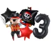 Decorazione per feste 4/5 pezzi Set di palloncini per barche pirata di Halloween da 32 pollici Nero Rosso 0-9 Numero Ragazzi Compleanno Baby Shower Per bambini Elio