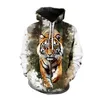 Men's Hoodies 2023 Sport 3D Tiger Print Pocket Tops Coat Loose Sweatshirt Long Sleeve Pullover Hooded Sweaters