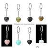 Keychains Lanyards Reiki Healing Natural Stone Keychains Chakra Amethyst Pink Rose Crystal Key Rings Keyyrings 남성 보석 DHHFX