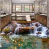 Whole- Custom Floor 3D Wallpaper river water carp Bathroom Floor Mural-3d PVC Wallpaper Self-adhesive wall Floor painting wall204q