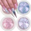 Acrílico pós líquidos holográficos unhas lantejoulas decoração flocos brilhantes sereia opala pó roxo glitter diy cromo espelho néon arte ferramentas 231121