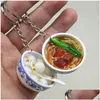 4cm Novel Simation Food Key Chains Party Favor Noodle Creative Keychain Chinese Blue and White Porcelain Bowl Mini Bag Drop Delivery DHip9