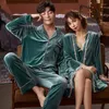 Men's Sleepwear 2023 Autumn Fashion Winter Velvet Lovers Pajamas Women Velor Robe Rets Sexy Nightwear Men Long Sleeve Pajamas