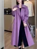Abrigos de trinchera para mujer Abrigo Otoño Invierno Chaqueta cortavientos púrpura Moda femenina coreana Abrigo de doble botonadura de gama alta