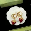 Avec Dustbag Femmes Designer Boucles d'oreilles G Lettre Timbre classique Logo original imprimé Boucles d'oreilles en laiton de luxe Cadeaux Valentine