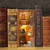 アクセサリードールハウスアクセサリーchutebee diy book nook kit miniature house透明なダストカバー永遠の書店モデルマグネットadsorpt