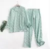 Kvinnors sömnkläder Bomullsflanellbyxa pyjamas kostym för hemkläder enkel tryckt lös höst och vinterlång ärm pant pyjamas kvinnor sätter 231122