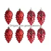 Christmas Decorations Pinecone Ornament 8Pcs 9Cm Hanging Plastic Pine Cone Painted Tree Decoration Drop Delivery Home Garden Festive Dhte3