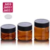 Amber Pet Plastic Cosmetic Jars Face Hand Lotion Cream Bottles With Black Screw Cap 60 ml 100 ml 120 ml EBJCI