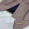 Robes de travail Vêtements de créateurs Femmes Luxe Vintage O-Cou Double Boutonnage Tweed Veste Jupe Ensembles 2023 Conjuntos Para Mujeres 2 Piezas
