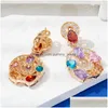 Clip-on parafuso traseiro brincos férias jóias de alta qualidade mulheres coloridas redondas clipes de orelha bonito acessórios de festa de aniversário gota dh72w