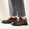 Scarpe eleganti derby da uomo con aumento di altezza invisibile di 8 cm, da uomo, in vera pelle, cucite a mano, rialzate