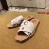 Slippers Designer Summer Rubber Sandals Beach WOODY FLAT MULE Linen White Black Slide Fashion Scuffs Indoor Canvas Shoes JY57