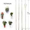 4 Uds macramé colgador de plantas hecho a mano tejido de algodón soporte para plantas colgante de pared cesta para interior exterior jardín Patio balcón C241u